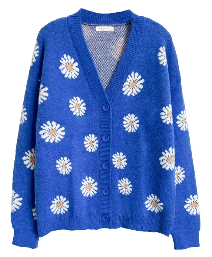 Flower Printed Women Cardigan Sweater