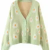 Flower Printed Women Cardigan Sweater