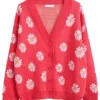 Flower Printed Women Cardigan Sweater