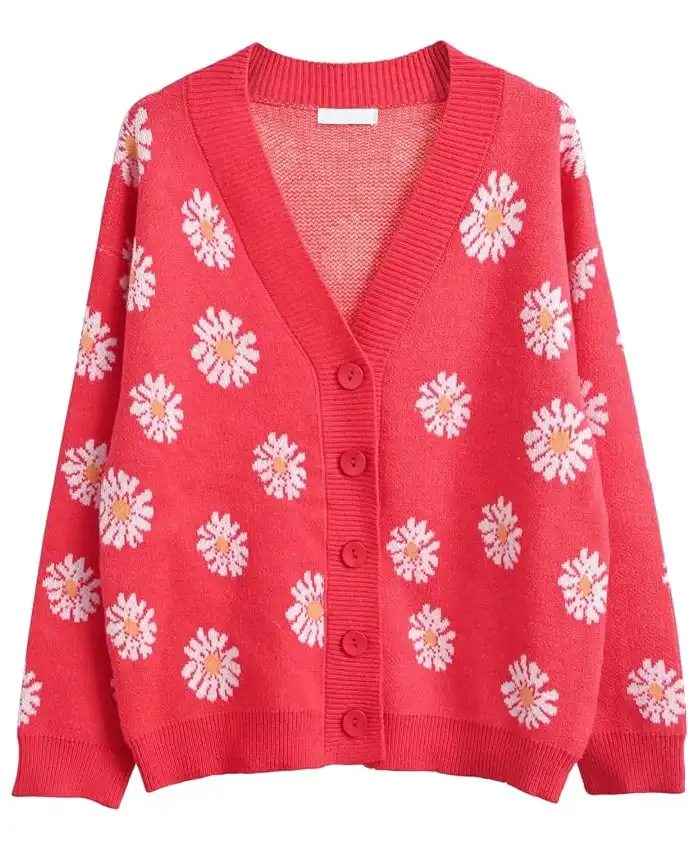 Flower Printed Women Cardigan Sweater