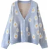 Flower Printed Women Cardigan Sweater