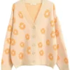 Flower Printed Women Cardigan Sweater