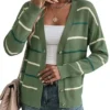 Sidefeel Womens Striped line Cardigan Sweater