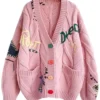 Women's Cable Knit Embroidery Cardigan