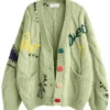 Women's Cable Knit Embroidery Cardigan