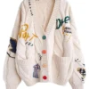 Women's Cable Knit Embroidery Cardigan