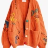 Women's Cable Knit Embroidery Cardigan