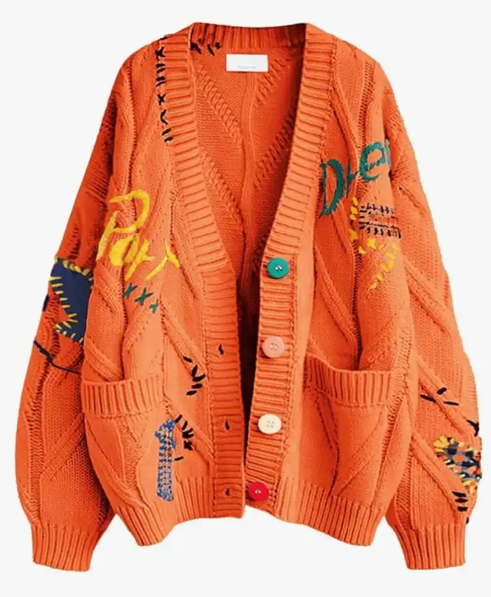 Women's Cable Knit Embroidery Cardigan
