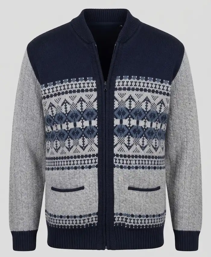 Men's Classic Full Zip Jacquard Cardigan