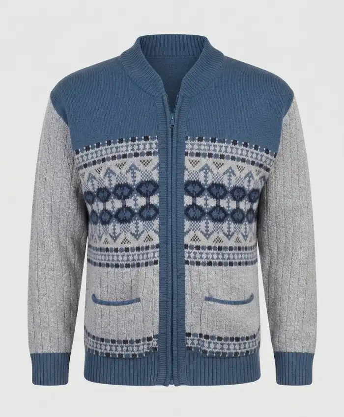 Men's Classic Full Zip Jacquard Cardigan
