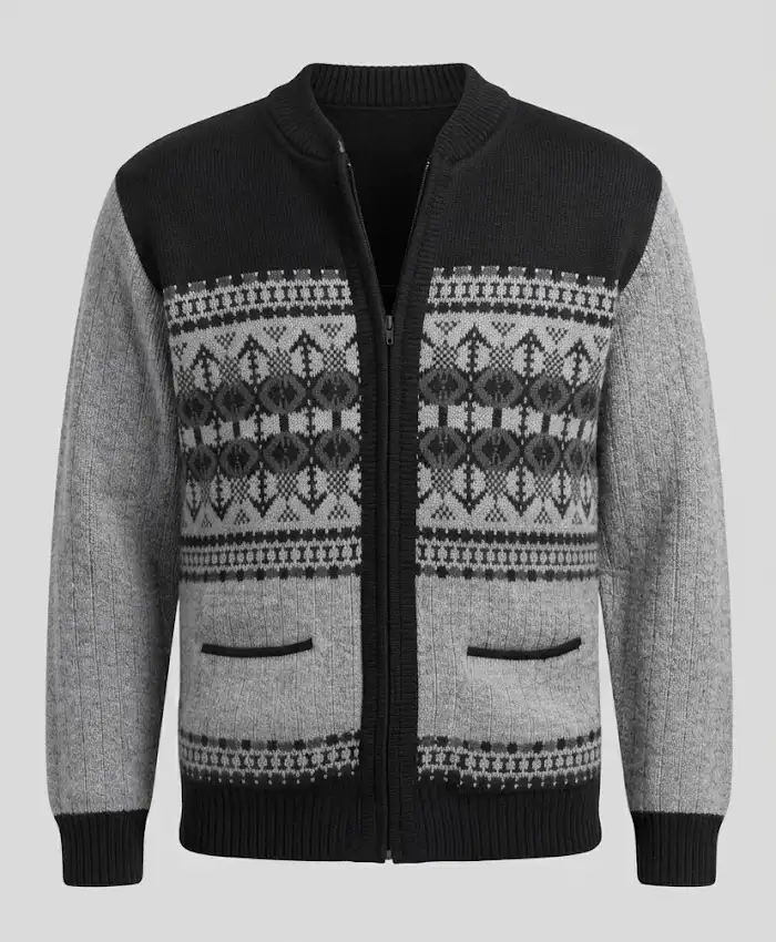 Men's Classic Full Zip Jacquard Cardigan
