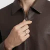 Classic Harrington Brown Leather Jacket
