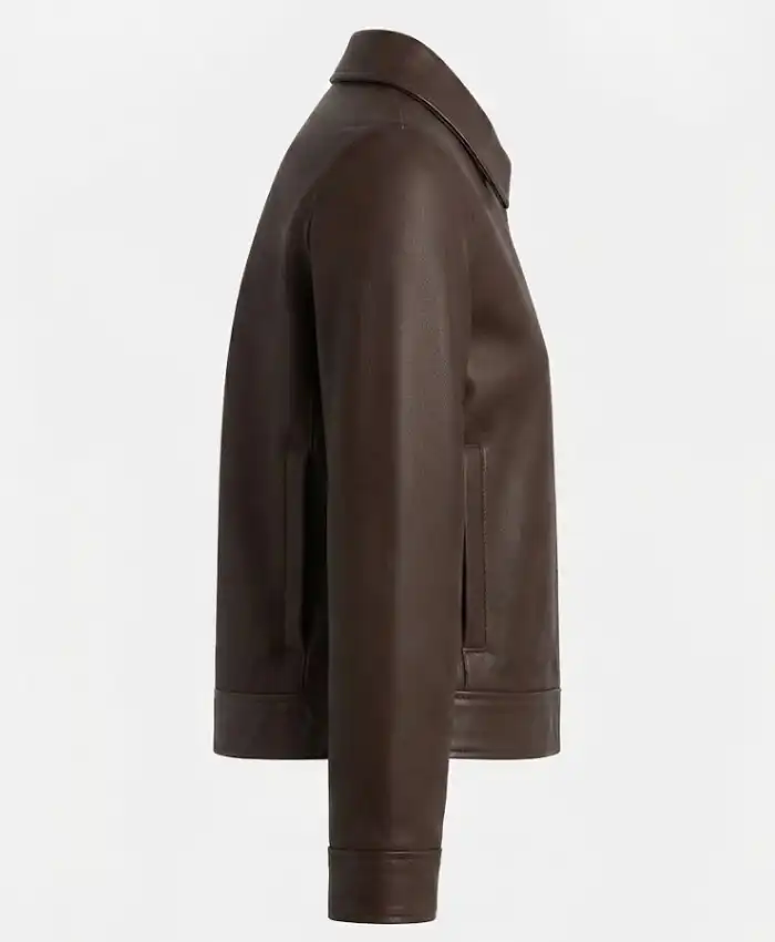 Classic Harrington Brown Leather Jacket