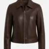 Classic Harrington Brown Leather Jacket
