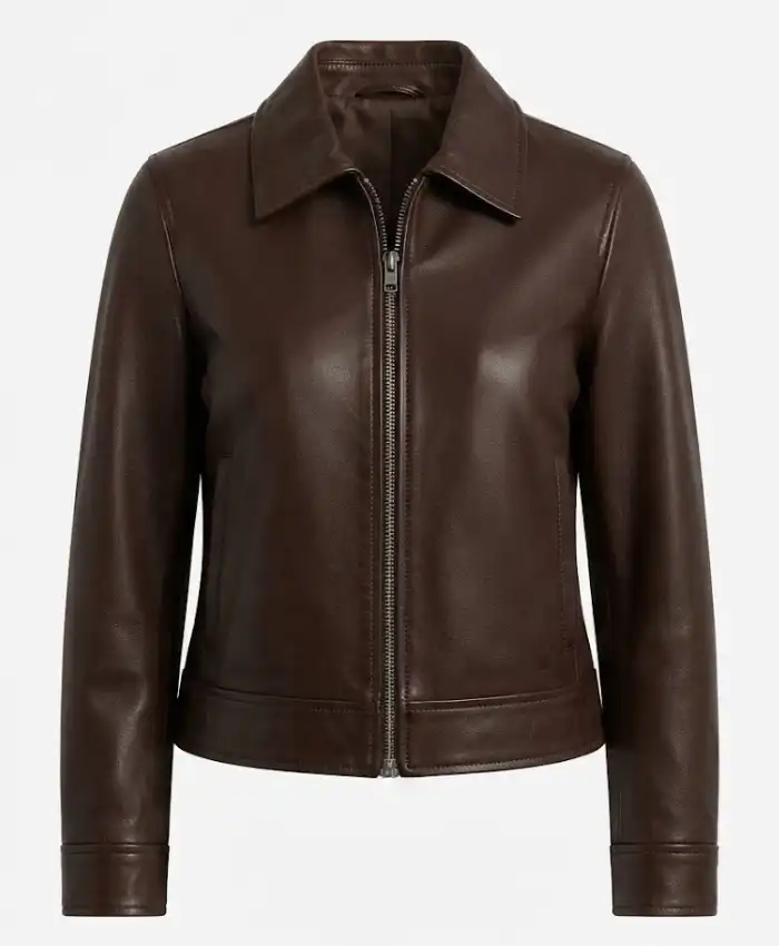 Classic Harrington Brown Leather Jacket
