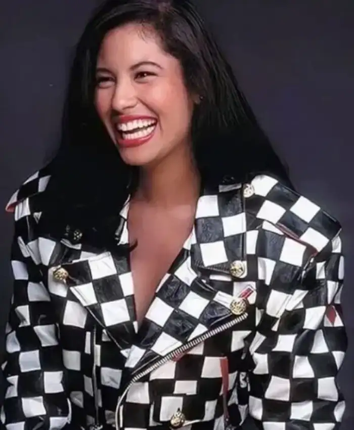 Selena Quintanilla Checkered Vegan Leather Jacket