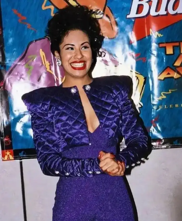 Selena Quintanilla Purple Diamond Quilted Cropped Jacket