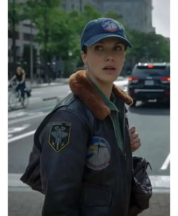 Silo S03 Jessica Brown Findlay Flight Leather Bomber Jacket