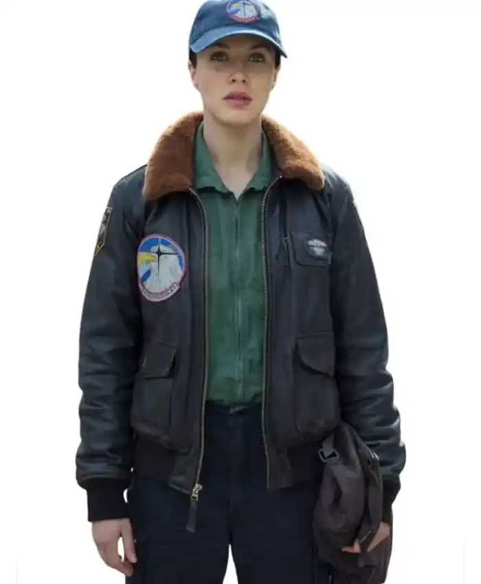 Silo S03 Jessica Brown Findlay Flight Leather Bomber Jacket