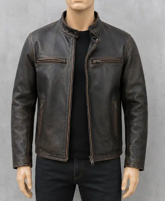 Men's Cafe Racer Real Vintage Leather Jacket