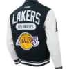 LA Lakers Classic Rib Black and White Letterman Jacket