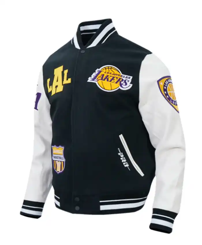 LA Lakers Classic Rib Black and White Letterman Jacket