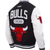 Chicago Bulls Classic Rib Black and White Letterman Jacket