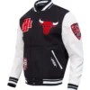 Chicago Bulls Classic Rib Black and White Letterman Jacket