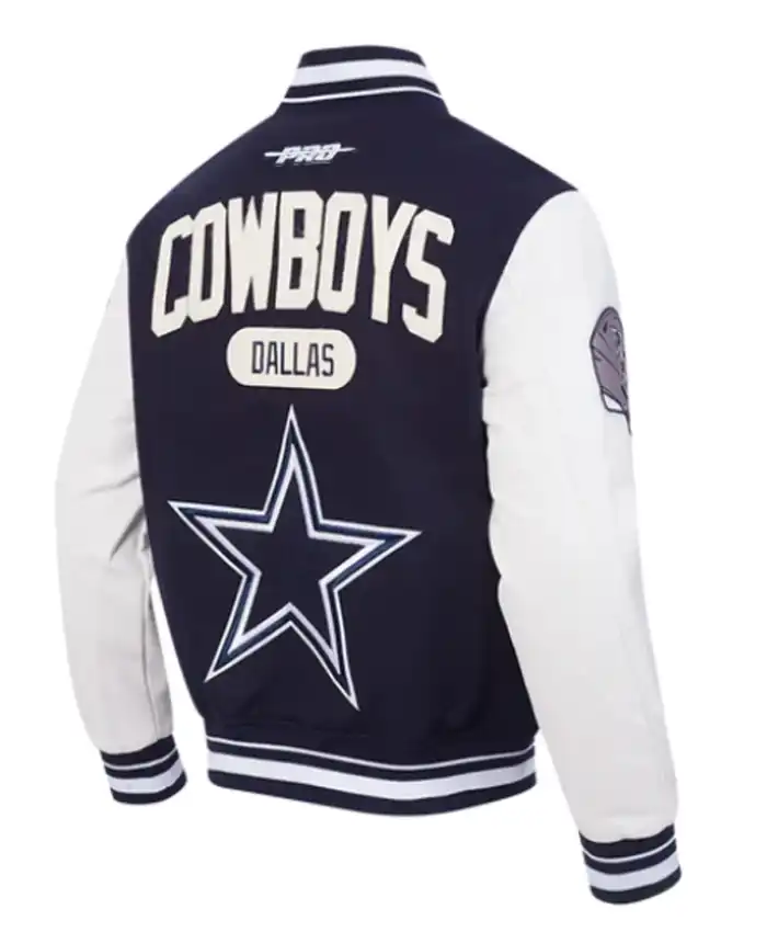 Dallas Cowboys Classic Rib Navy and White Letterman Jacket