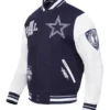 Dallas Cowboys Classic Rib Navy and White Letterman Jacket
