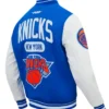 NY Knicks Classic Rib Royal and White Letterman Jacket