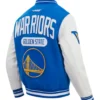 Golden State Warriors Classic Rib Royal and White Letterman Jacket