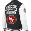 San Francisco 49ers Classic Rib Black and White Letterman Jacket