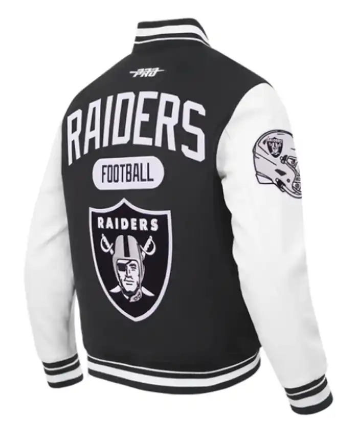 Las Vegas Raiders Classic Rib Black and White Letterman Jacket