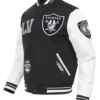 Las Vegas Raiders Classic Rib Black and White Letterman Jacket