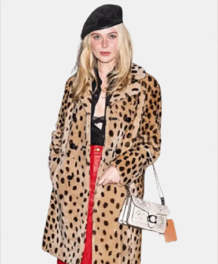 Elle Fanning Coach Spring/Summer 2027 Leopard Print Coat
