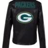 Green Bay Packers Cuce Black Leather Moto Jacket