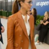 US Open Tennis Jessica Alba Brown Leather Blazer