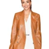 US Open Tennis Jessica Alba Brown Leather Blazer