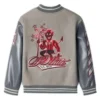 Off White X AC Milan Grey Varsity Jacket