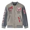 Off White X AC Milan Grey Varsity Jacket