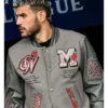 Off White X AC Milan Grey Varsity Jacket