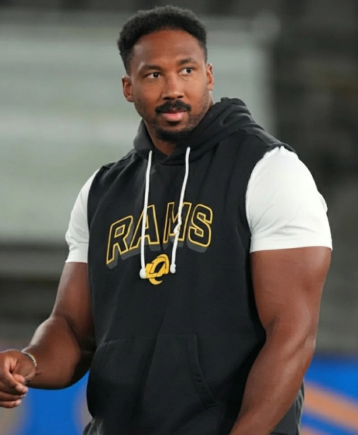 Team Los Angeles Rams Myles Garrett Sleeveless Black Hoodie On Sale