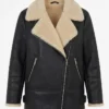 Ted Lasso S04 Abbie Hern Black Shearling Leather Jacket