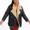 Ted Lasso S04 Abbie Hern Black Shearling Leather Jacket