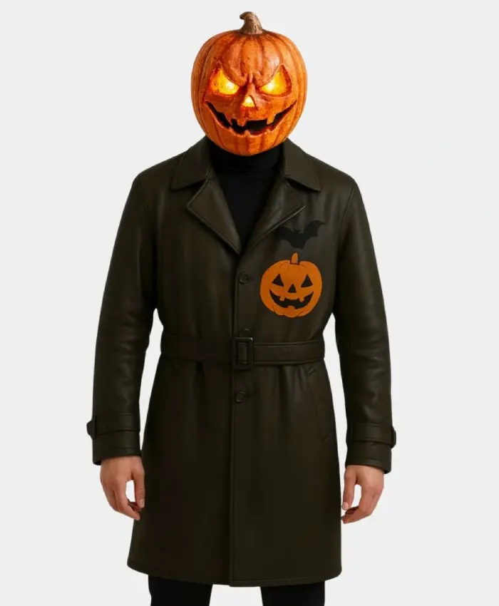 Halloween Leather Trench Coat