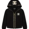 Chanel Knit Zip-Up Hooded Jacket