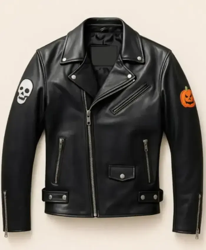 Halloween Black Leather Biker Jacket