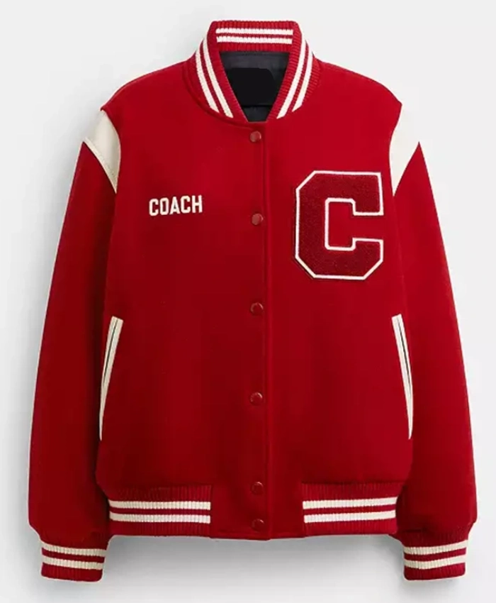 Coach Red Varsity Jacket For Men and Women