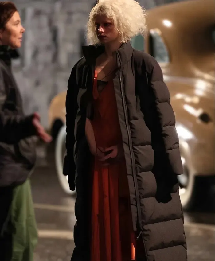 Jessie Buckley The Bride Black Puffer Coat